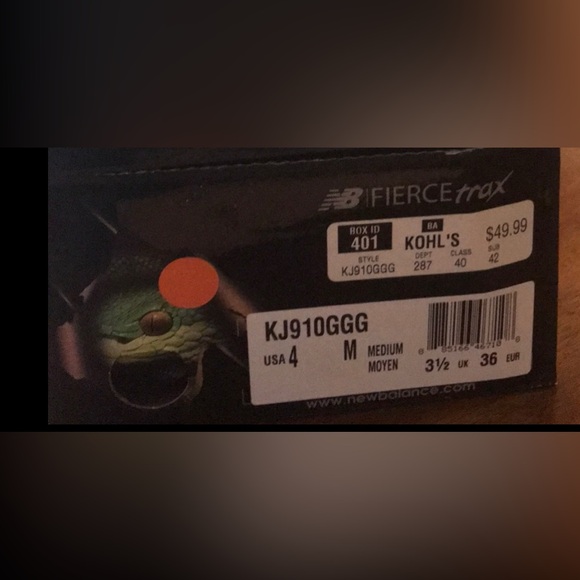 401 New balance fierce trax kj910ggg green black shoes athletic boys youth sz 4 - Picture 8 of 8